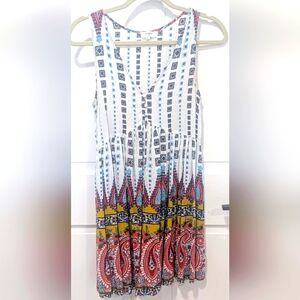 Umgee Red and Blue Blouse Vibrant Tunic Top